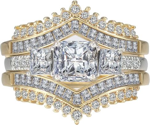 مجموعات خاتم الزفاف الفاخرة للنساء 2CT مربع AAAAA تشيكوسلوفاكيا الذهب الأبيض مطلي خاتم الخطوبة التنغستن خاتم الزواج in Kuwait