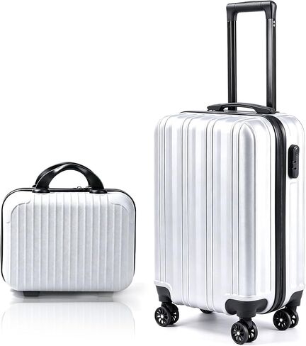 20 Inch Carry-On Hardside Suitcase with 360° Spinner Wheels, Lightweight Rolling Luggage Set with Makeup Case and Coded Lock (Gray) in Saudi Arabia