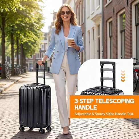 20 Inch Carry-On Hardside Suitcase with 360° Spinner Wheels, Lightweight Rolling Luggage Set with Makeup Case and Coded Lock (Gray) in Kuwait