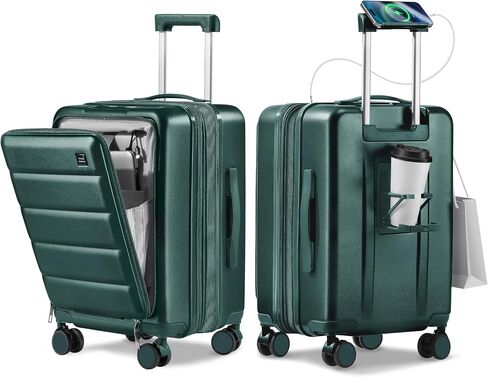 28 Inch Top Open Expandable Luggage, Impact-Resistant PC Hardshell Suitcase, TSA Lock, Spring Shock-Absorbing Wheels, Cup Holder & Side Hook, Large Checked Bag - Red in Saudi Arabia