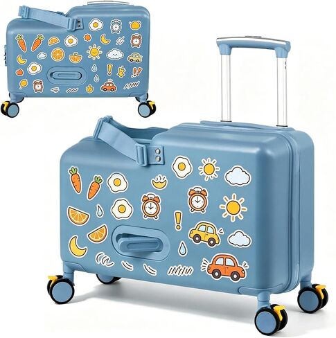 قم بترقية حقيبة الركوب مقاس 20 بوصة للأطفال، وركوب الأطفال على الأمتعة مع مقعد الأطفال وملصقات الرسوم المتحركة، ومساعدة طفلك على الاسترخاء، ودواسات قابلة للطي يصل وزنها إلى 110 رطل مع قفل بكلمة مرور (أحمر الوقواق) in Kuwait