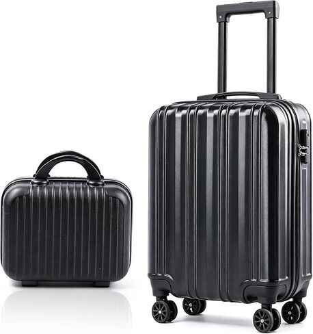 20 Inch Carry-On Hardside Suitcase with 360° Spinner Wheels, Lightweight Rolling Luggage Set with Makeup Case and Coded Lock (Gray) in Kuwait