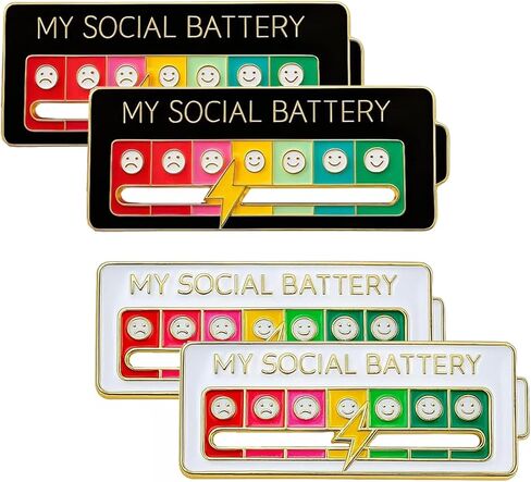 4 Pcs Social Battery Pin,My Social Battery Slider Pin,Pins For Backpacks 7 Days A Week For Clothing Decoration Backpacks Bags Hats Gifts,Zinc Alloy Material With Oil Drop Finish in Saudi Arabia