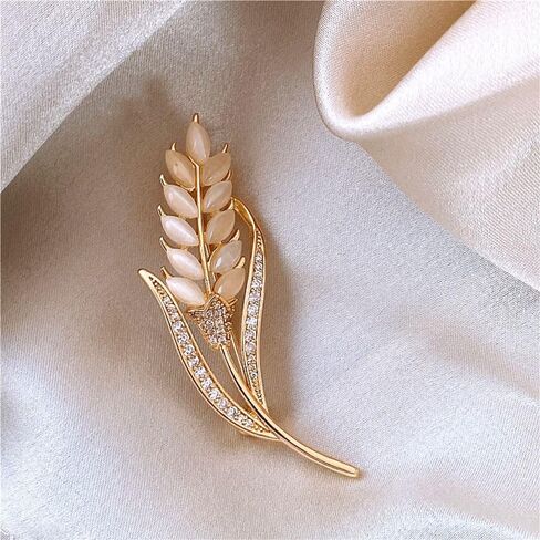 Brooch Flower Golden Clothing Accessories Rhinestone Pearl Jewelry Men Women in Saudi Arabia