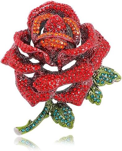 Elegant Rhinestone Rose Flower Brooch for Women Men Vintage Crystal Floral Lapel Pins Elegant Dress Boutonniere Corsage for Hat Bag Suit Tie Gift Wedding Holiday Accessories Jewelry in Saudi Arabia
