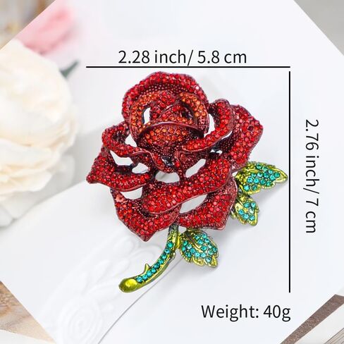Elegant Rhinestone Rose Flower Brooch for Women Men Vintage Crystal Floral Lapel Pins Elegant Dress Boutonniere Corsage for Hat Bag Suit Tie Gift Wedding Holiday Accessories Jewelry in Saudi Arabia