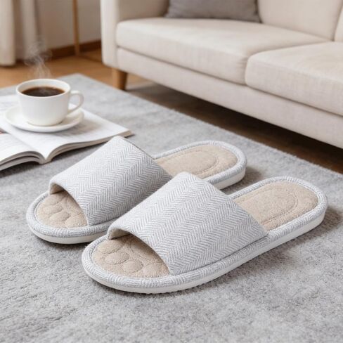 Dokela Womens Open Toe House Slippers Breathable Slip-on Indoor Slippers with Memory Foam Soft Machine Washable Bedroom Home Shoes in Saudi Arabia