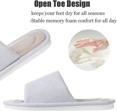Dokela Womens Open Toe House Slippers Breathable Slip-on Indoor Slippers with Memory Foam Soft Machine Washable Bedroom Home Shoes in Saudi Arabia