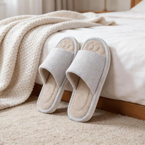 Dokela Womens Open Toe House Slippers Breathable Slip-on Indoor Slippers with Memory Foam Soft Machine Washable Bedroom Home Shoes in Saudi Arabia