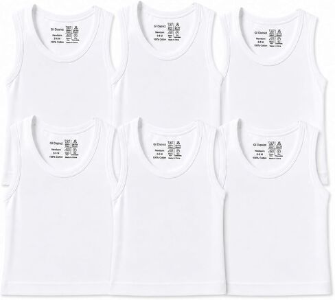 Baby Sleeveless Pack of 6 Tank Tops 100% Cotton Shirts, Short Sleeve Tees 0-24 Months Boys, Girls, Unisex in Kuwait
