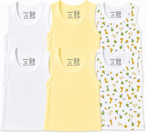 Newborn Baby Sleeveless Pack of 6 Tank Tops 100% Cotton Shirts, Short Sleeve Tees 0-24 Months Boys, Girls, Unisex in Saudi Arabia