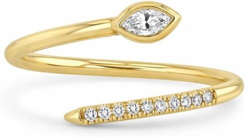 Snake Open Ring for Women, 18K Gold Plated 925 Sterling Silver Adjustable Wrap Ring with Micro Pave Cubic Zirconia, Modern Statement Jewelry for Daily Wear and Gifting in Saudi Arabia