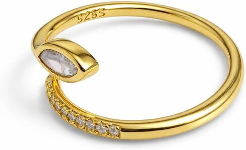 Snake Open Ring for Women, 18K Gold Plated 925 Sterling Silver Adjustable Wrap Ring with Micro Pave Cubic Zirconia, Modern Statement Jewelry for Daily Wear and Gifting in Saudi Arabia