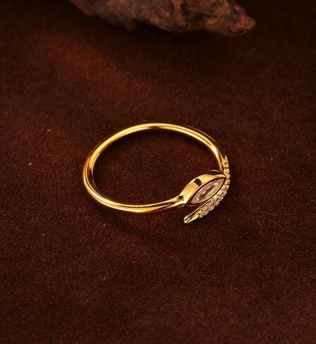 Snake Open Ring for Women, 18K Gold Plated 925 Sterling Silver Adjustable Wrap Ring with Micro Pave Cubic Zirconia, Modern Statement Jewelry for Daily Wear and Gifting in Saudi Arabia