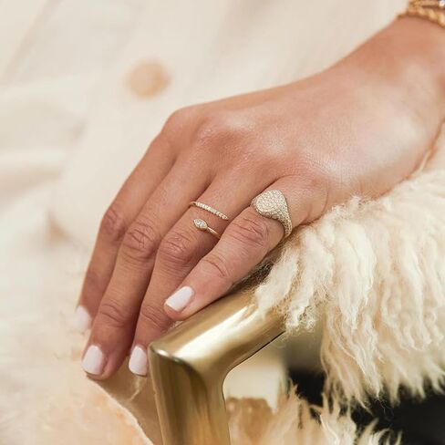 Snake Open Ring for Women, 18K Gold Plated 925 Sterling Silver Adjustable Wrap Ring with Micro Pave Cubic Zirconia, Modern Statement Jewelry for Daily Wear and Gifting in Saudi Arabia
