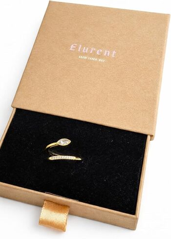 Snake Open Ring for Women, 18K Gold Plated 925 Sterling Silver Adjustable Wrap Ring with Micro Pave Cubic Zirconia, Modern Statement Jewelry for Daily Wear and Gifting in Saudi Arabia
