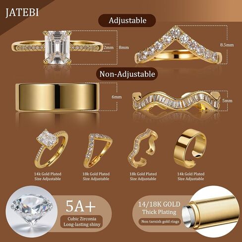 JATEBI Stackable Rings for Women 14K Gold Plated Kunckle Rings Set Dainty Simple Trendy Adjustable Perfect for Stacking Layering on Thumb and Knuckle 4 Pcs in Kuwait