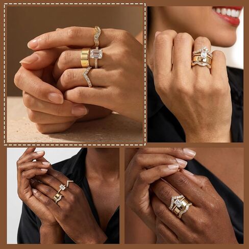 JATEBI Stackable Rings for Women 14K Gold Plated Kunckle Rings Set Dainty Simple Trendy Adjustable Perfect for Stacking Layering on Thumb and Knuckle 4 Pcs in Kuwait