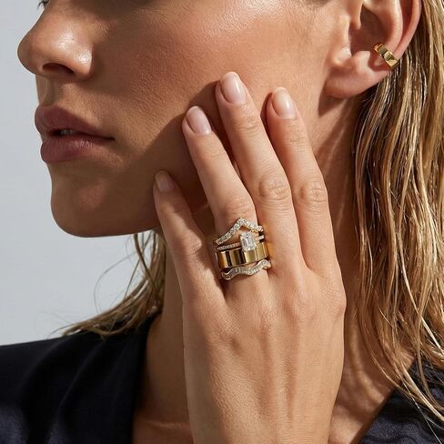 JATEBI Stackable Rings for Women 14K Gold Plated Kunckle Rings Set Dainty Simple Trendy Adjustable Perfect for Stacking Layering on Thumb and Knuckle 4 Pcs in Kuwait
