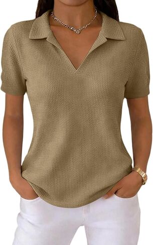 Polo Shirts for Women Golf Button Summer Short Sleeve Tops Lightweight Work Shirt with Collared in Saudi Arabia