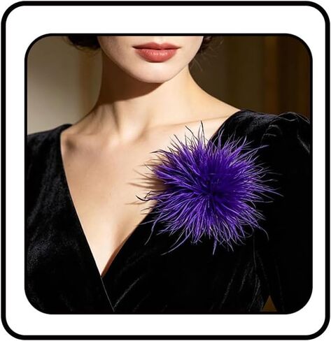 Dainty Ostrich Feather Flower Brooch Pins for Women Elegant Oversized Floral Lapel Pin Handmade Feather Corsage Brooches for Wedding Party Banquet Ceremony Dance Accessories Jewelry in Kuwait