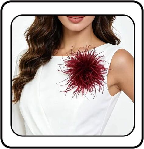 Dainty Ostrich Feather Flower Brooch Pins for Women Elegant Oversized Floral Lapel Pin Handmade Feather Corsage Brooches for Wedding Party Banquet Ceremony Dance Accessories Jewelry in Kuwait