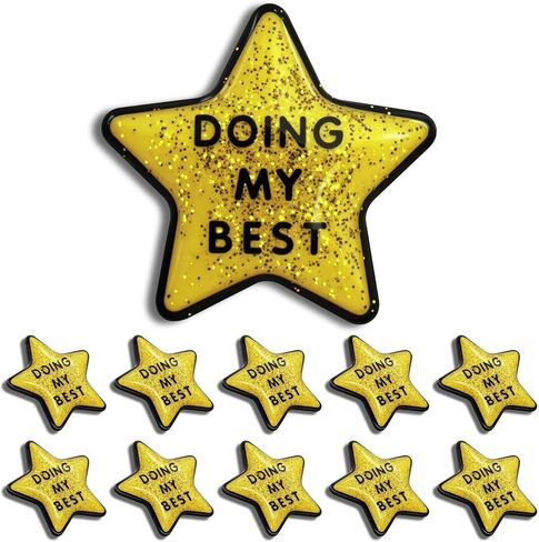 12/24/50/100Pcs Doing My Best Enamel Pin Gold Glitter Star Brooch Pin Metal Badges Lapel Pin Brooches For Backpack Hat Bag Jacket Coat Travel Gifts in Saudi Arabia