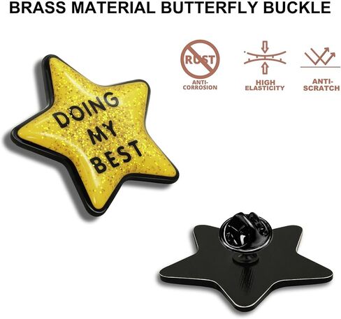 12/24/50/100Pcs Doing My Best Enamel Pin Gold Glitter Star Brooch Pin Metal Badges Lapel Pin Brooches For Backpack Hat Bag Jacket Coat Travel Gifts in Saudi Arabia