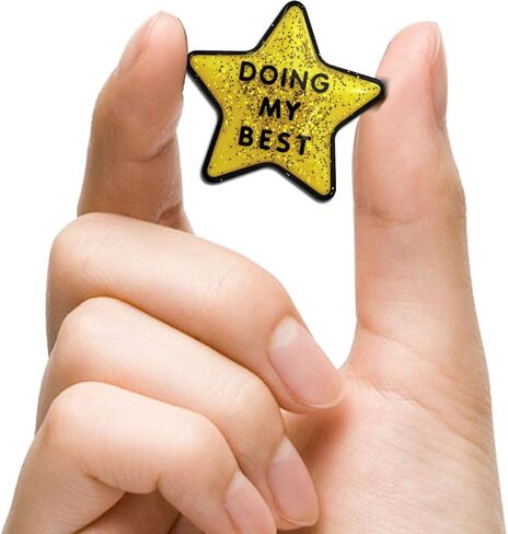 12/24/50/100Pcs Doing My Best Enamel Pin Gold Glitter Star Brooch Pin Metal Badges Lapel Pin Brooches For Backpack Hat Bag Jacket Coat Travel Gifts in Saudi Arabia