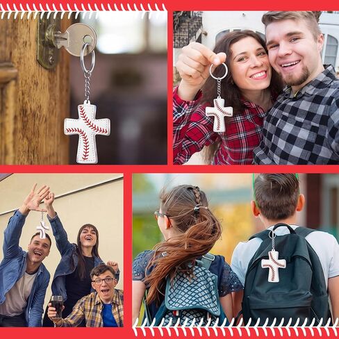 Hollowfly 24 Set Baseball Softball Football A Pocket Blessing with Cards and Bags Cross Pockets Blessing Keychain Gifts in Kuwait