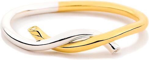 STORYJEWELLERY خاتمين بلونين، خاتم معدني مختلط للنساء، خواتم مطلية بالفضة والذهب، خاتم عقدة ملتوية أنيق، هدايا للنساء in Kuwait