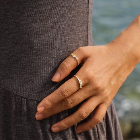 STORYJEWELLERY خاتمين بلونين، خاتم معدني مختلط للنساء، خواتم مطلية بالفضة والذهب، خاتم عقدة ملتوية أنيق، هدايا للنساء in Kuwait