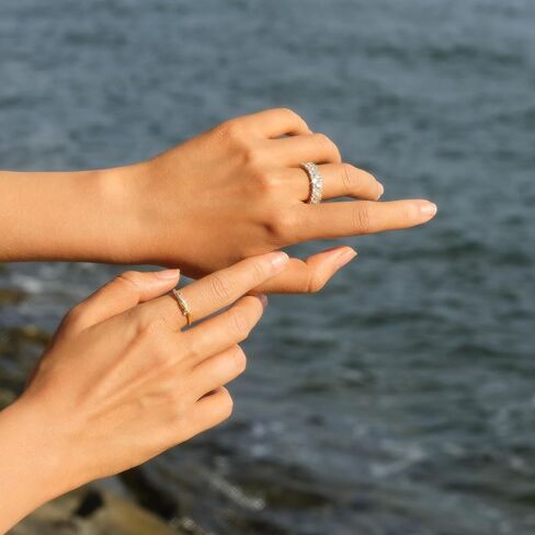 STORYJEWELLERY خاتمين بلونين، خاتم معدني مختلط للنساء، خواتم مطلية بالفضة والذهب، خاتم عقدة ملتوية أنيق، هدايا للنساء in Kuwait