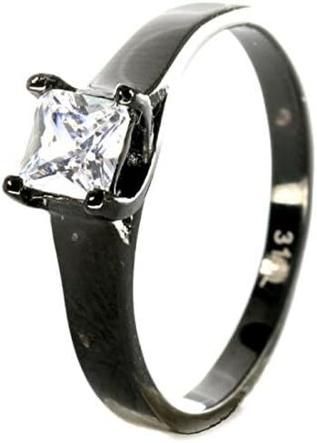 Kingsway Jewelry Women's Black Titanium Camo and Stainless Steel Princess Engagement Wedding Rings Set (Size Women 7) in Saudi Arabia
