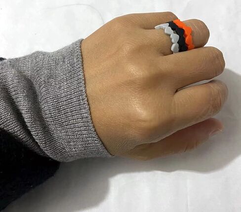 خاتم زفاف من السيليكون بسلسلة رقيقة على شكل قلب للنساء من AZYOUNG مكون من 12 قطعة من الأربطة المطاطية القابلة للتكديس باللون الأحمر والأصفر والأخضر - مقاس أمريكي 4-10 in Kuwait