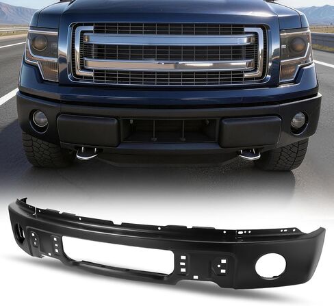 Auto Dynasty Front Bumper Impact Face Bar Compatible with 2009-2014 Ford F-150, with Fog Light Cutout, Non Fit Harley Davidson/Raptor Model, Painted Black in Kuwait