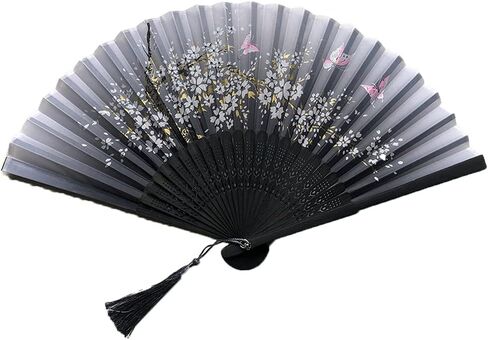 Folding Handheld Flower Fan, Chinese Style Wedding Dance Decoration Silk Lace Folding Handheld Fan Performance Props Party Supplies(54) in Kuwait