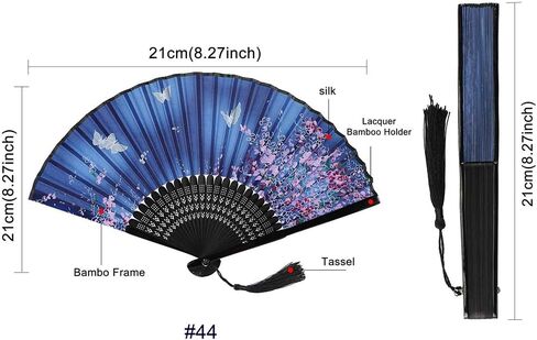 Folding Handheld Flower Fan, Chinese Style Wedding Dance Decoration Silk Lace Folding Handheld Fan Performance Props Party Supplies(54) in Kuwait