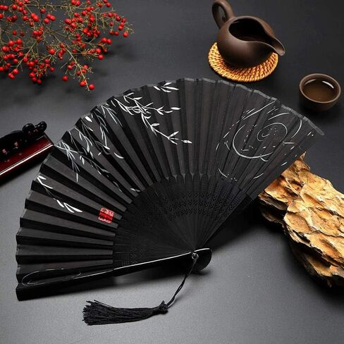 Folding Handheld Flower Fan, Chinese Style Wedding Dance Decoration Silk Lace Folding Handheld Fan Performance Props Party Supplies(54) in Kuwait