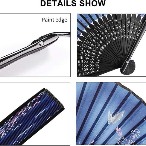 Folding Handheld Flower Fan, Chinese Style Wedding Dance Decoration Silk Lace Folding Handheld Fan Performance Props Party Supplies(54) in Kuwait