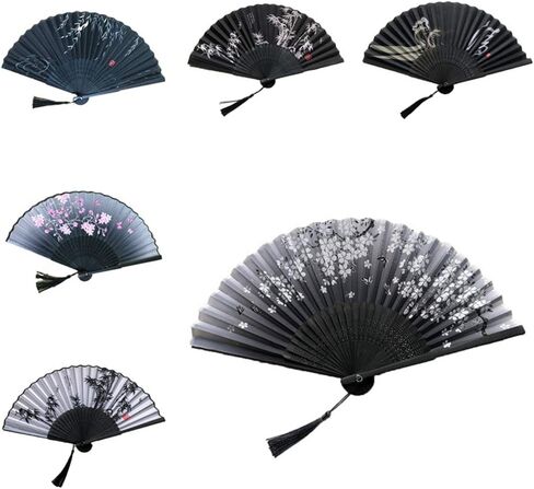 Folding Handheld Flower Fan, Chinese Style Wedding Dance Decoration Silk Lace Folding Handheld Fan Performance Props Party Supplies(54) in Kuwait