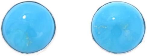 Small Navajo Sleeping Beauty Turquoise Silver Stud Earrings Sterling 8mm Rounds Post Style 1402 in Saudi Arabia