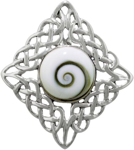 Sterling Silver Diamond -Shaped Celtic Style Pendant with Eye of Shiva Shell Inlay in Saudi Arabia