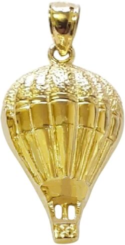 14k Yellow Gold Hot Air Balloon Pendant, Made in USA in Saudi Arabia