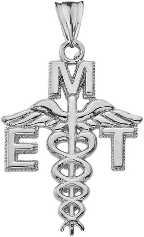 Fine Sterling Silver Caduceus EMT Logo Pendant in Saudi Arabia