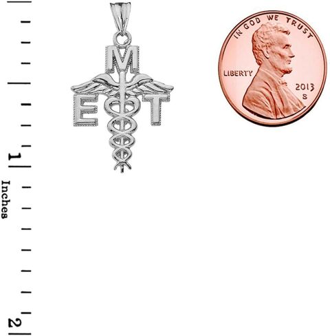Fine Sterling Silver Caduceus EMT Logo Pendant in Saudi Arabia