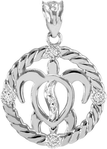 925 Sterling Silver CZ-Accented Lucky Hawaiian Honu Turtle Charm Pendant in Saudi Arabia