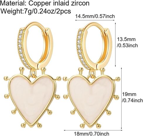 Gold Plated Pearlescent Enamel Heart Pendant Charms In Assorted Colors - AC23074G4 in Kuwait