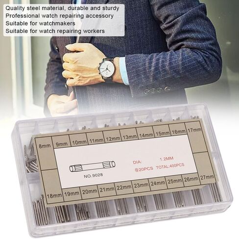 8-27mm Range Metal Watch Spring Bars Universal Fit for Band Link Pins Repair Installation Tool Kit(1.0mm) in Kuwait