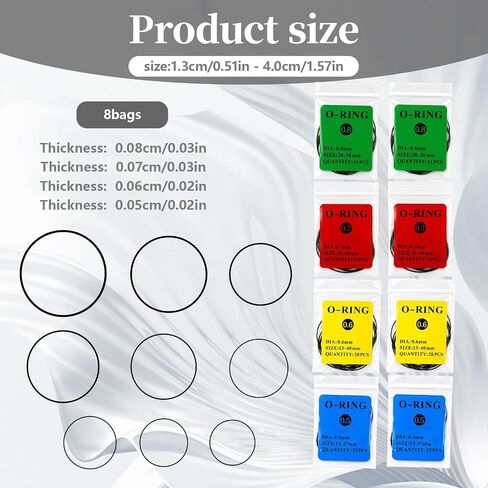 8-Piece Watch Gasket Set, Watch Parts O Ring Kit, Waterproof Seal Ring Set for Watchs Repair, Durable Watchs Gaskets O Rings for Watchss Maintenance in Saudi Arabia